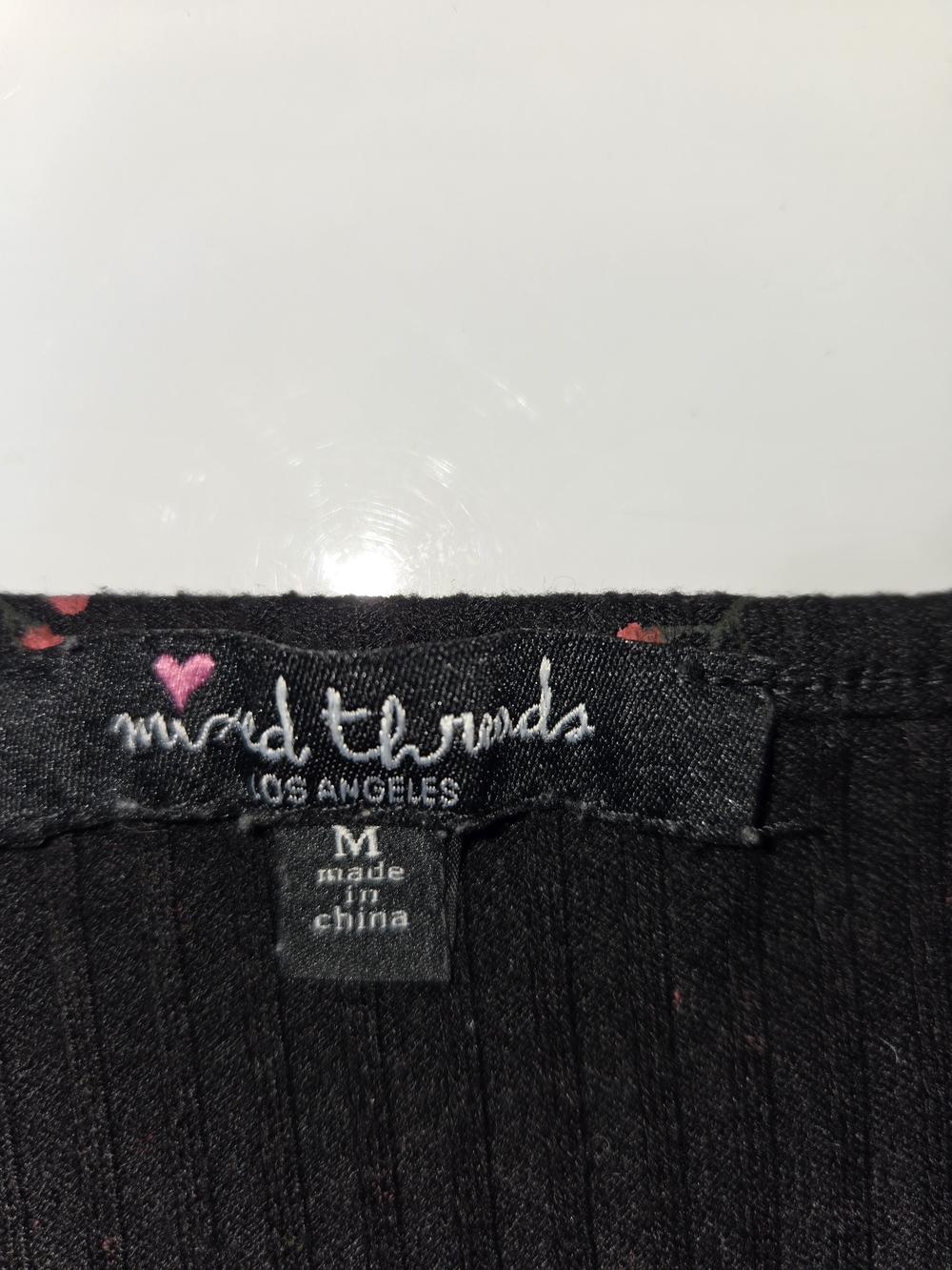 Black Floral Ribbed Crop Cami with Pink Print - Picture 2 of 5